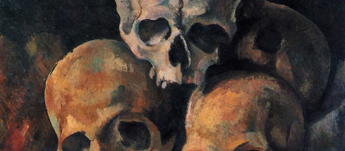 Paul Cézanne, Pyramide de crânes, ca 1900 (source : Wikipédia)